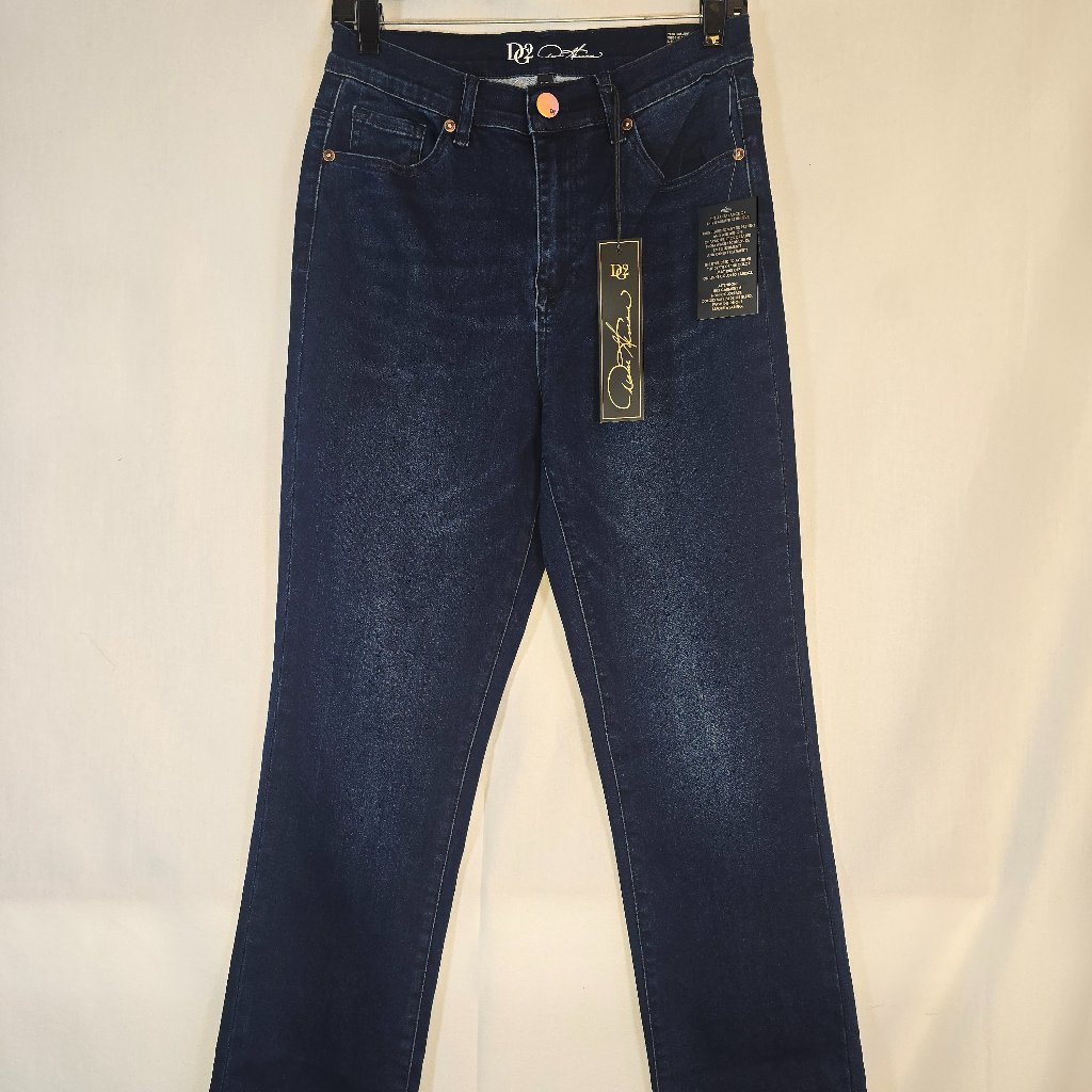 Indigo Denim Stretchy Straight Leg Jeans